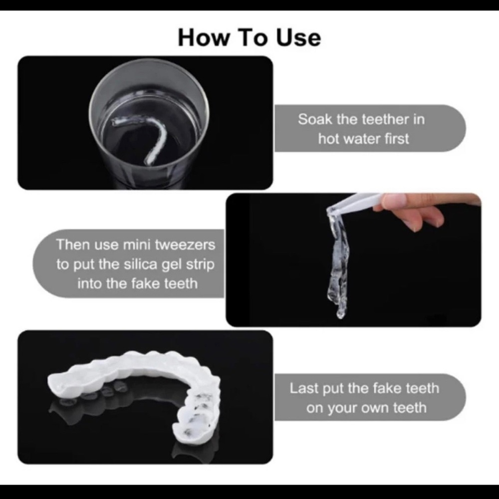 False teeth snap on smile removable reusable temporary new fake teeth - Picture 3 of 7